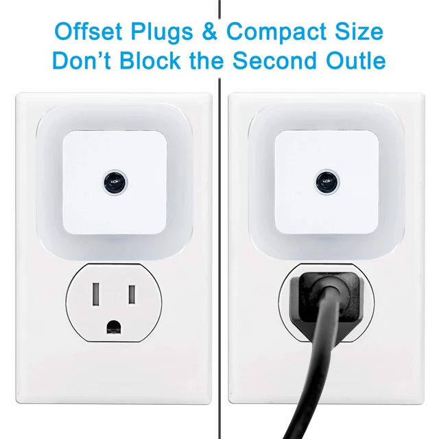 Compact night light leaving a second outlet available
