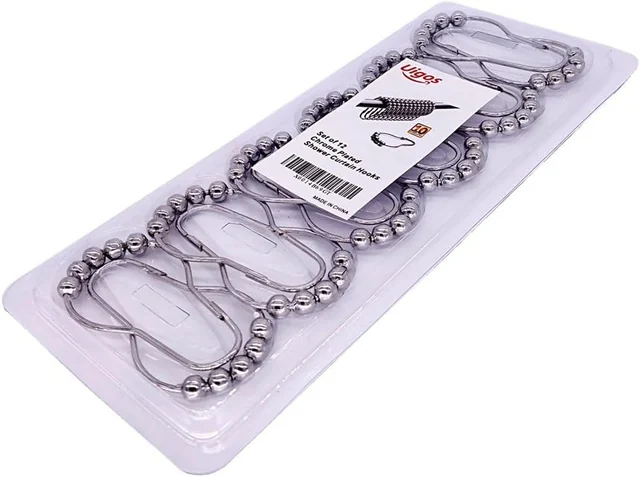 Packaged set of twelve Uigos shower curtain rings