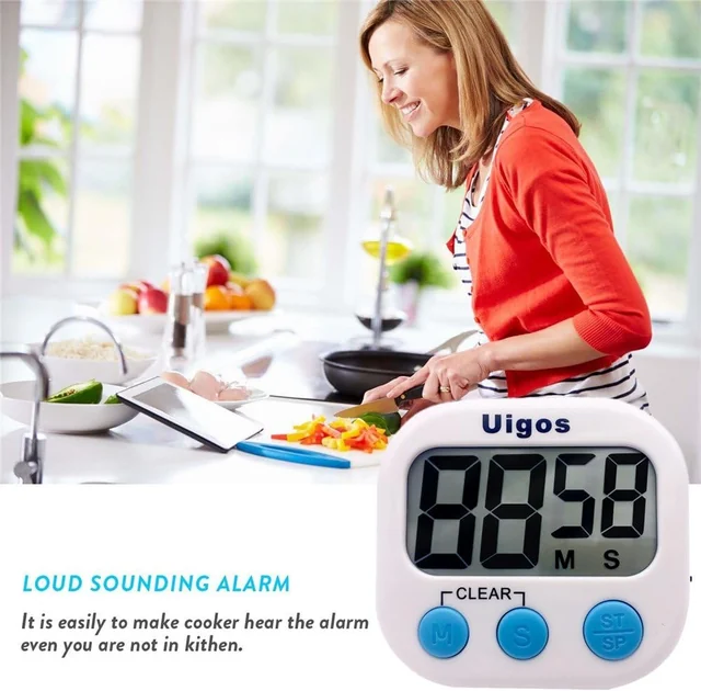 Large timer display and a kitchen use illustration